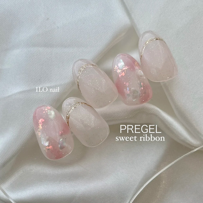 ⑧まるで天然石☆ピンク系ニュアンスネイル