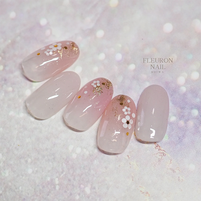 ⑪華やかなのに上品♡グラデーション×ホロフラワーネイル