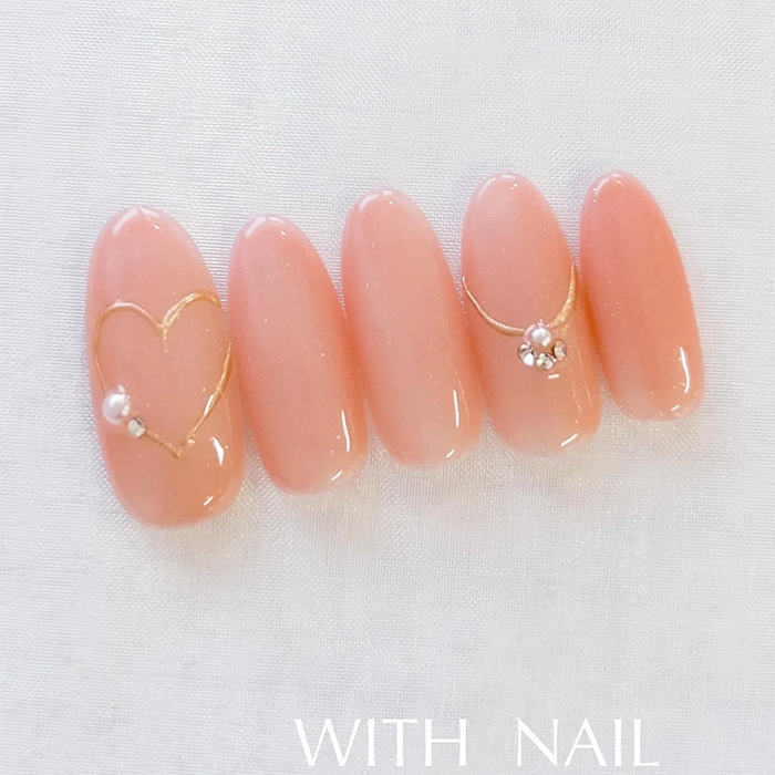 ⑥ミラーでシンプルに☆ミラーハート&ネックレス風バレンタインネイル