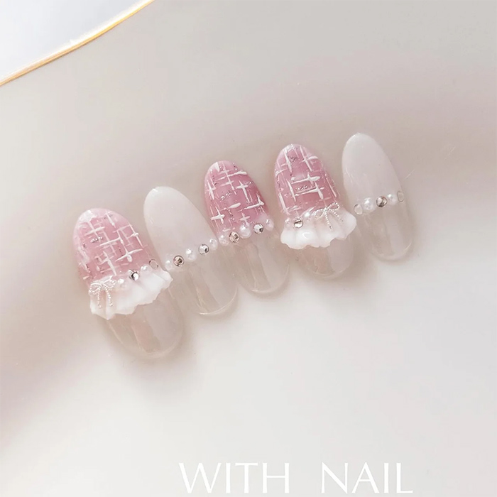 ⑩上品可愛い♡チュチュ×ツイードネイル