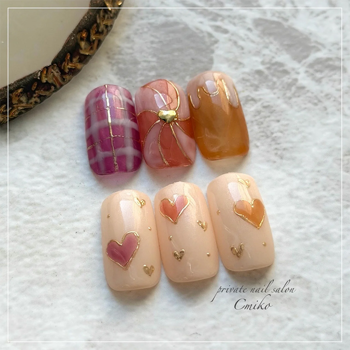 ⑪ホワイトデーにも◎クリアベースのアートネイル