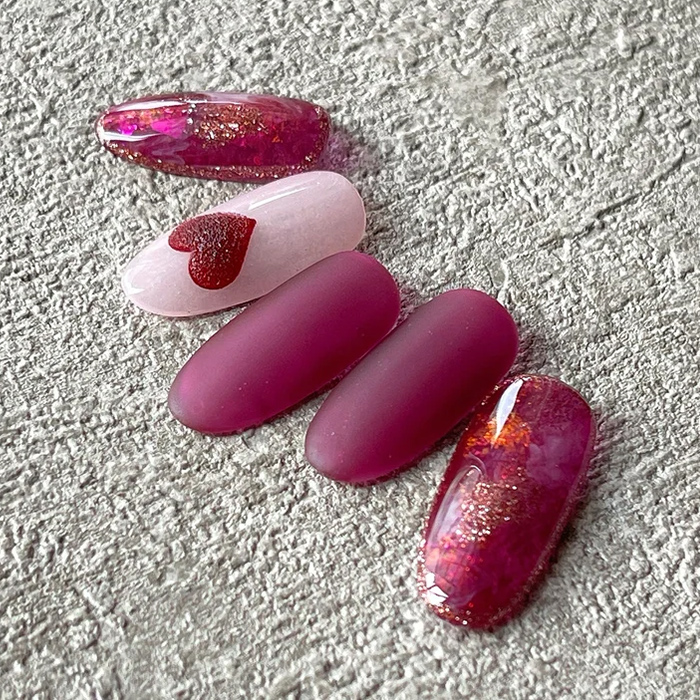 ⑥質感の違いを楽しむ♪マット×ニュアンスネイル