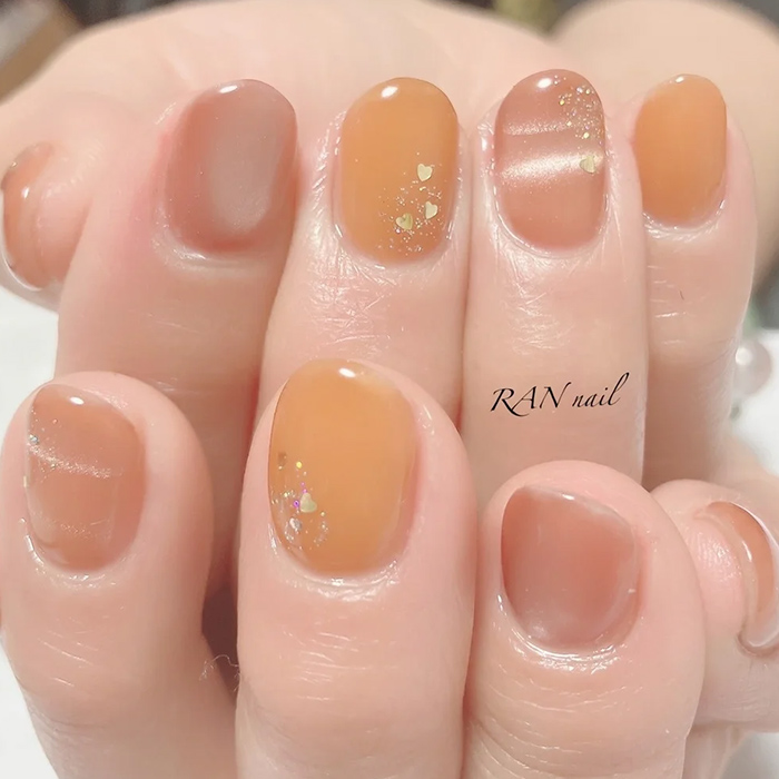 ③春の暖かさ☆アプリコット×ボーダーネイル