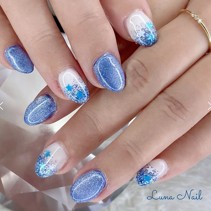 ⑬願いをかけたくなる☆星空ネイル