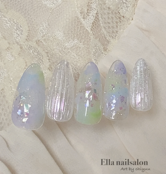 ⑩バカラが煌めく☆ふんわりニュアンスネイル